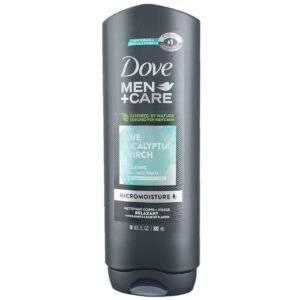 DOVE MEN + CARE Mens Body Wash Blue Eucalyptus and Birch 4 Count Dry Skin Body Wash with Micromoisture, Effectively Washes Away Bacteria While Nourishing Your Skin, 18 oz