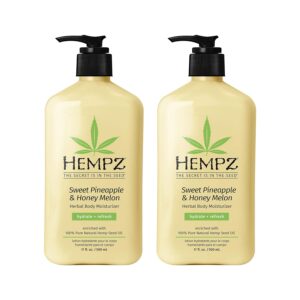 Hempz Body Lotion – Sweet Pineapple & Honey Melon Daily Moisturizing Cream, Shea Butter, Aloe, Orange Extract Body Moisturizer – Skin Care Products, Hemp Seed Oil – 17 fl oz, 2-Pack Bundle…