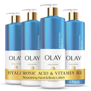 Olay Nourishing & Hydrating Body Lotion for Women with Hyaluronic Acid 17 fl oz Pump Pack of 4