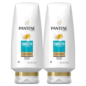 Pantene Argan Oil Conditioner for Frizz Control, Smooth and Sleek, 24 Fl Oz (Pack of 2) (Packaging May Vary)